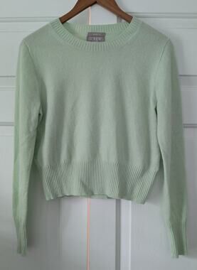 J. Crew Cashmere Cropped Crewneck Sweater Mint Green